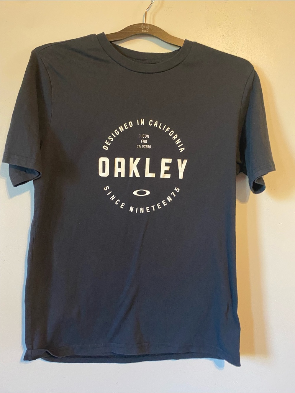 Oakley Navy Short Sleeve Logo Tee with White Print